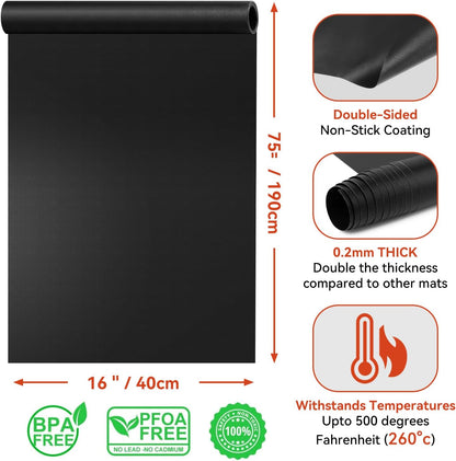 Oven Liners for Bottom of Electric Gas Oven, Reusable Non-Stick Teflon Protector Mat, Heat Resistant Grill Mats Outdoor, Easy to Clean Gas Stove Liners BPA and PFOA Free 23.6"x 15.7" Stovetop Cover