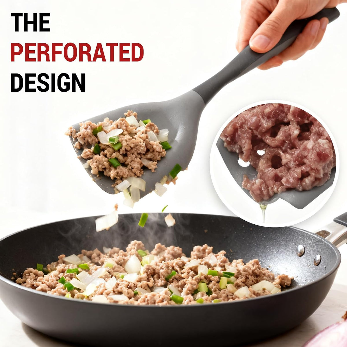 Meat Chopper Mincing Spatula, Silicone Hamburger Grinder for Ground Beef