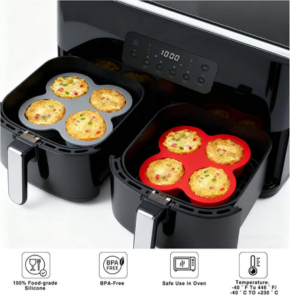 3 Pack Egg Bite Molds for Air Fryer Accessories,4-Cup Silicone Muffin Pans for Baking - Dishwasher Safe, Easy-Release, BPA Free