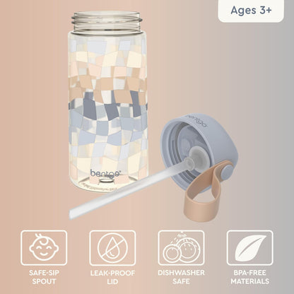 Bentgo Kids Water Bottle - Leak-Proof, Durable Tritan PFAS- & BPA-Free 15 fl oz, Kids/Toddlers Ages 3+ for School & Sports; Bite & Sip Spout, Carrying Handle, Dishwasher Safe (Unicorn)