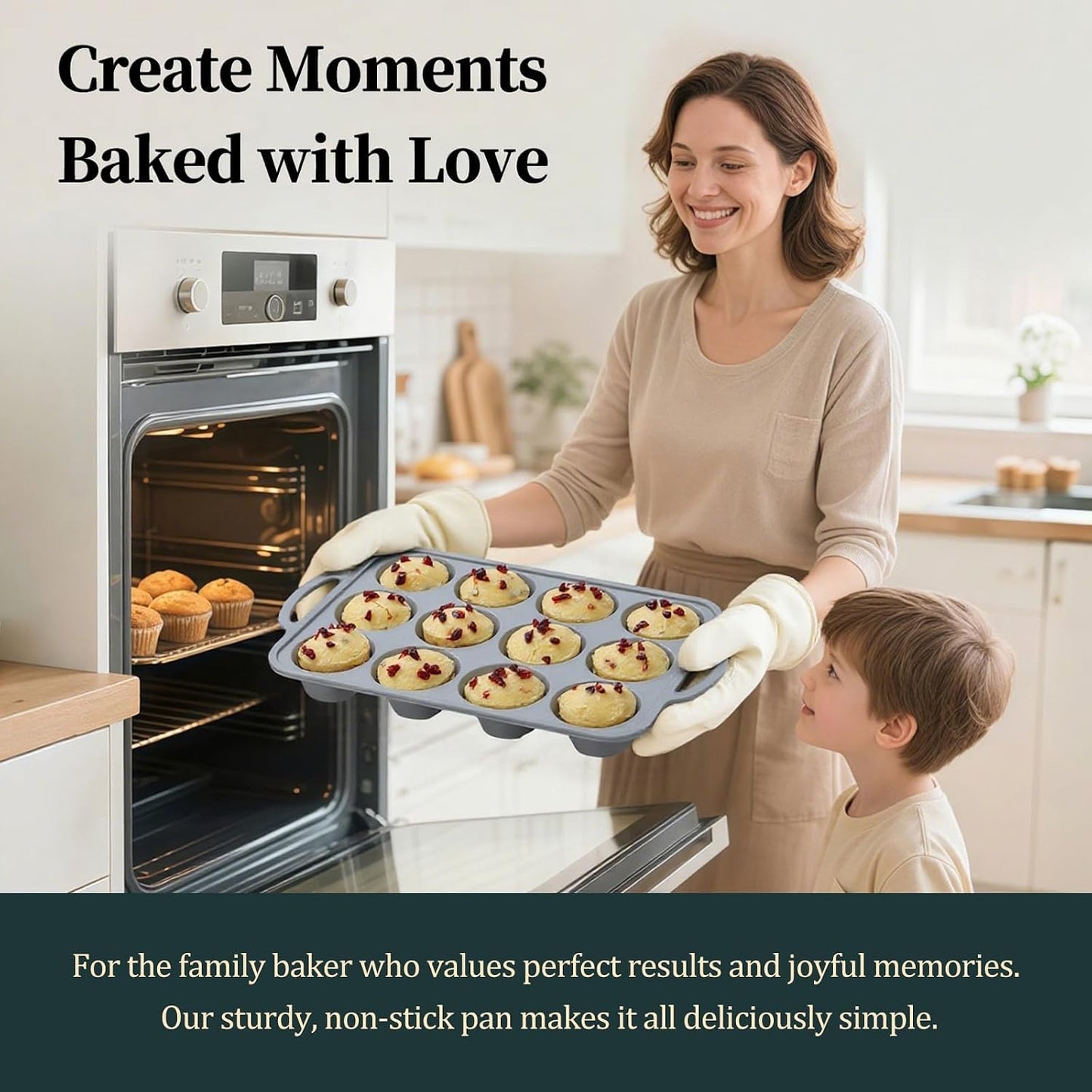 Silicone Muffin Pan with Metal Frame, 12-Cup Non-Stick Baking Pan for Cupcakes & Muffins, Dishwasher Safe & BPA Free, Durable for Meal Prep & Oven Use