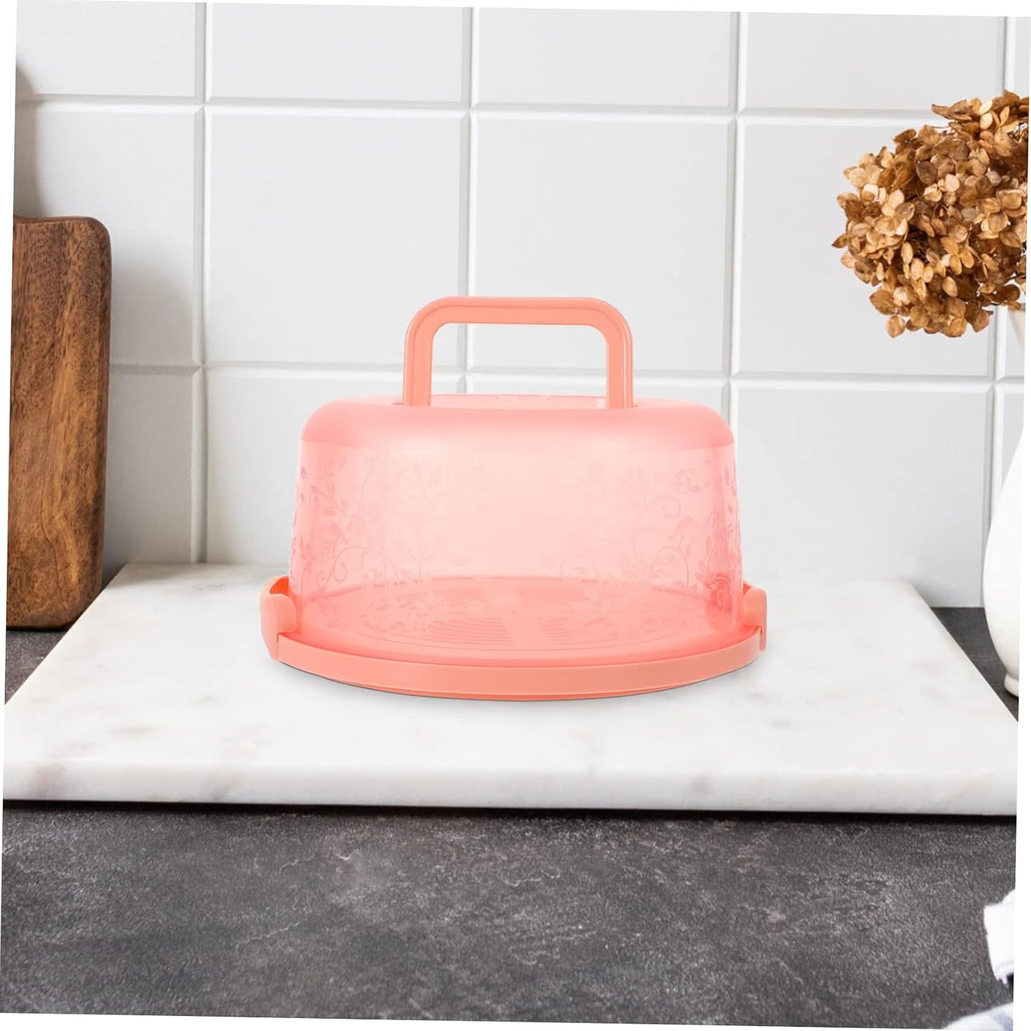 Portable Cake Carrier 9.84 Inch Transparent Plastic Cake Box with Handle and Lid for Household Baking Storage and Outdoor Transport