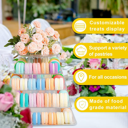 3 Tiers Round Cupcake Stand, Acrylic Cake Tower Stand Holder Macaron Display Rack Cookie Candy Buffet Desserts Platter with Base for Baby Shower, Birthday Party, Wedding, Party (3-Tiers with Base)