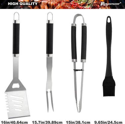 ROMANTICIST 20pcs Heavy Duty BBQ Grill Tool Set in Case - The Very Best Grill Gift for Father's Day and Christmas - Professional BBQ Accessories Set for Outdoor Cooking Camping Grilling Smoking