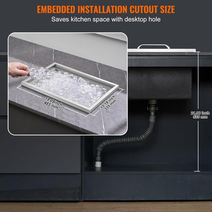 Happybuy Drop in Ice Chest 18L x 12W x 14.5H Inch Stainless Steel Ice Cooler with Sliding Cover Drop in Ice Bin Included Drain-Pipe and Drain Plug for Cold Wine Beer