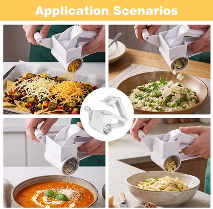 Handheld Parmesan Cheese Grater with Stainless Steel Rotary Drums