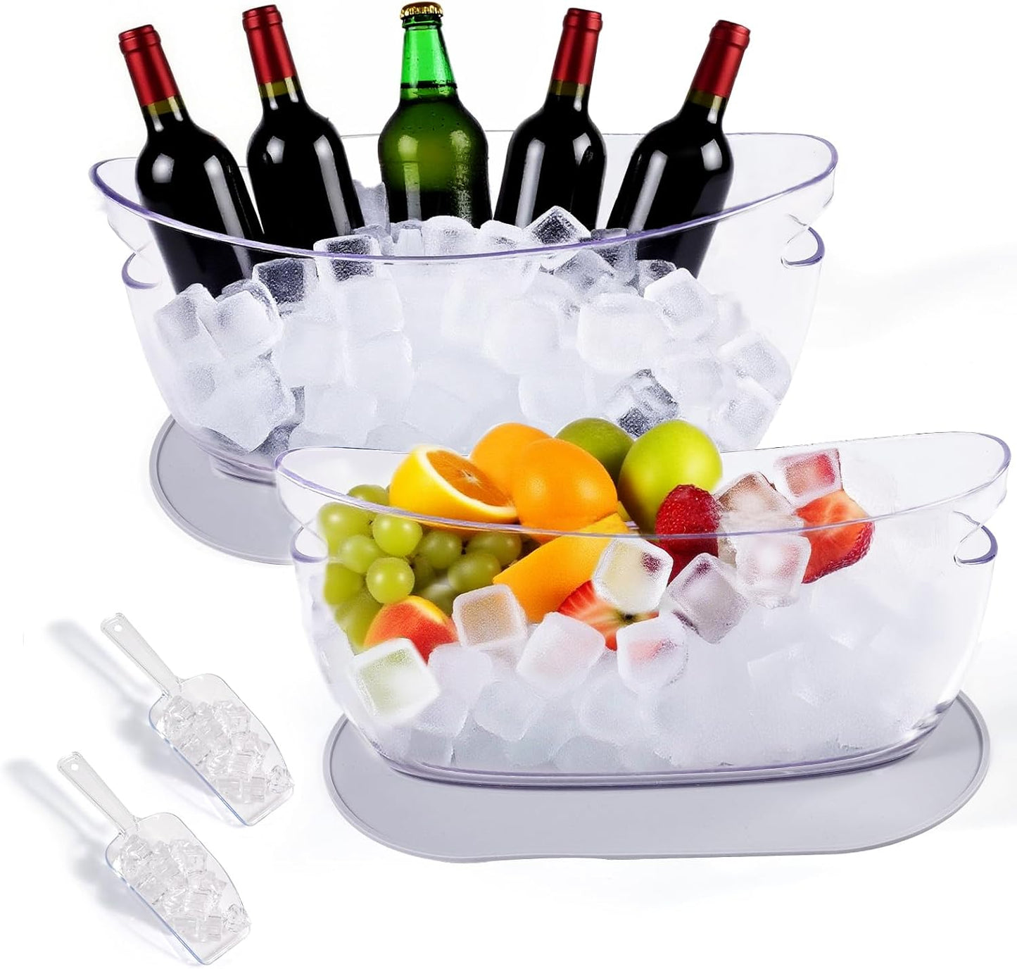 Ice Bucket，Upgraded Beverage Tub with Anti Condensation Silicone Pad and Ice Scoop Set，5.5L Ice Tub，Party Cooler，Mimosa Bar Supplies | Anti-Condensation Silicone Mat