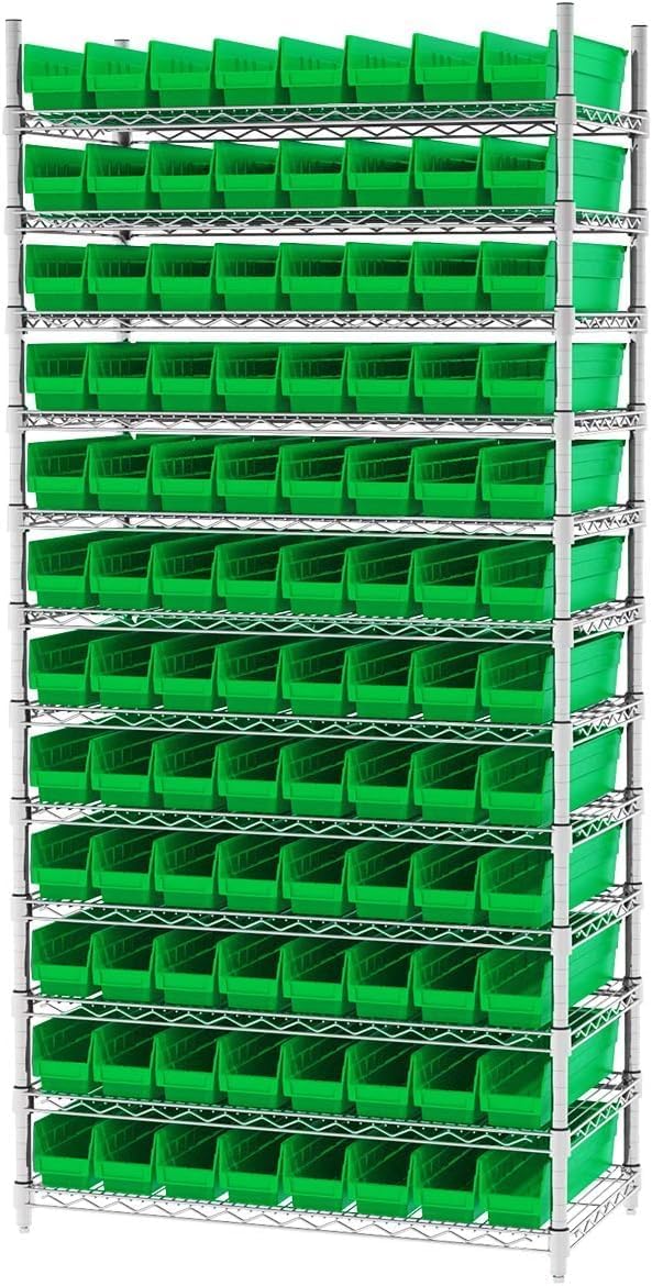 Akro-Mils 30128 Plastic Shelf Bins, Heavy Duty Storage Bins for Garage, Closet, and Drawer Organization, 457 x 102 x 102 Mm, Clear, 12 Count