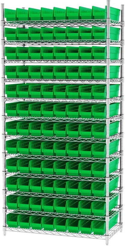 Akro-Mils 30128 Plastic Shelf Bins, Heavy Duty Storage Bins for Garage, Closet, and Drawer Organization, 457 x 102 x 102 Mm, Clear, 12 Count