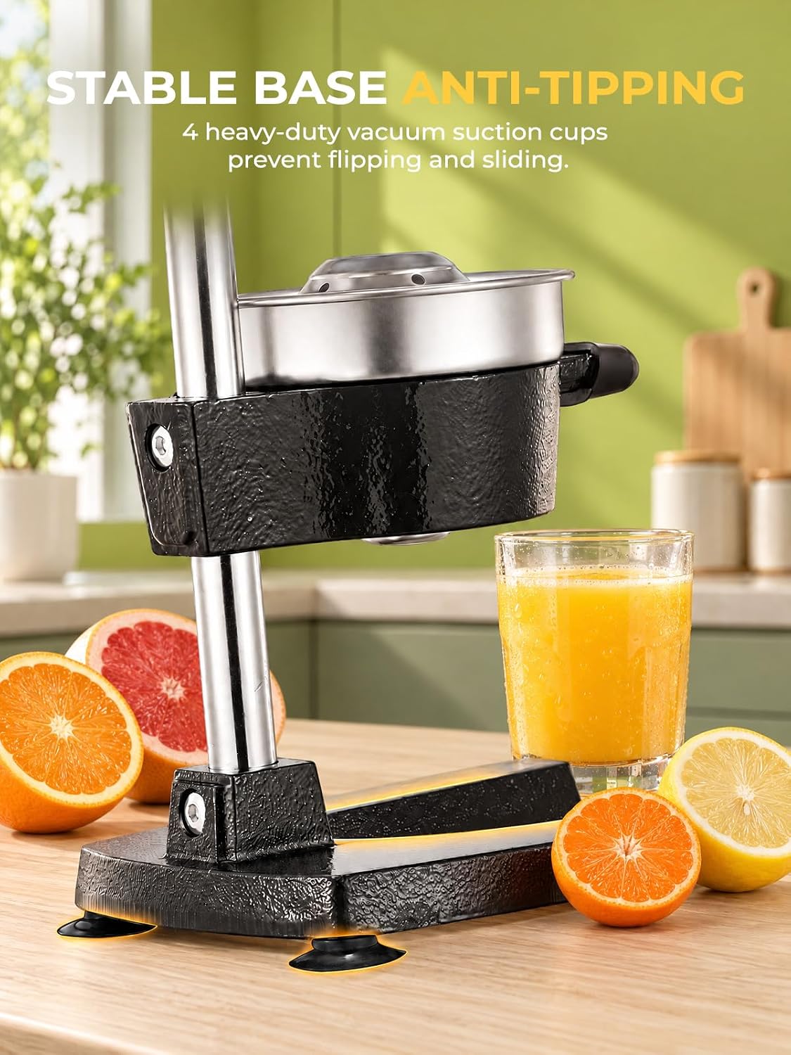 FOHERE Cast Iron Juicer Hand Press, Heavy Duty Citrus Orange Squeezer