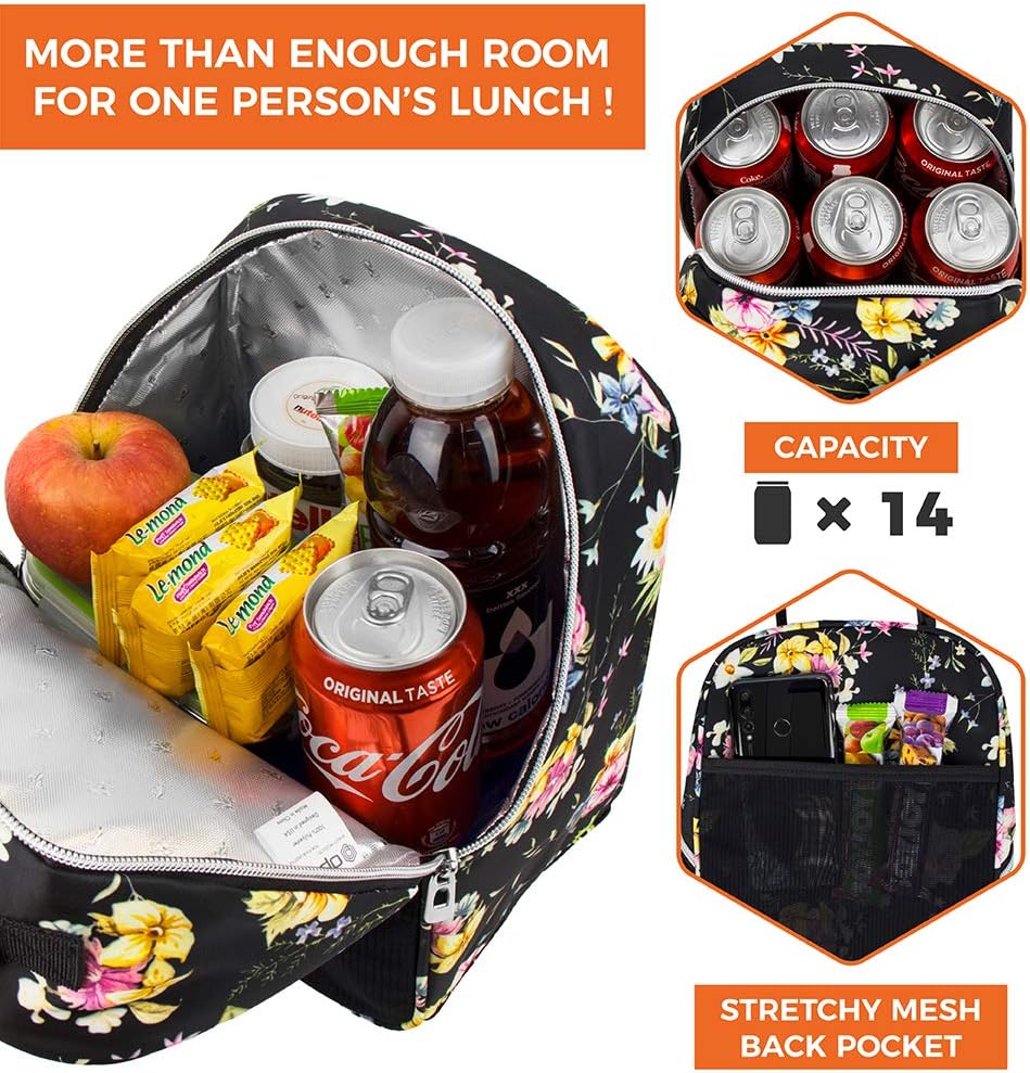 opux Lunch Box for Girls Boys Kids, Insulated Leakproof Lunch Bag, Reusable Teen Lunch Boxes for School, Medium Large lunchbox for Women Men Adult for Work with Front Back Pocket (Purple)