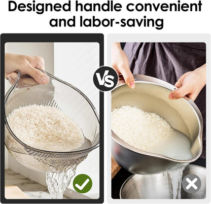 2-In-1 Rice Strainer,Large Rice Washer Beans Washer Strainers And Colanders - Washing Bowl for Fruit Washing Bowl With Strainer,Rice Washing Bowl Multifunctional Drain Basket (White)