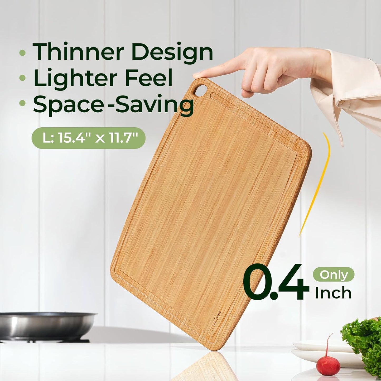 Keechee Dishwasher Safe Bamboo Cutting Boards Durable Lightweight Wood Cutting Board for Busy Kitchen, Easy Clean Wooden Chopping Boards with Juice Groove Set of 3 (L+M+S)