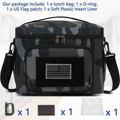 FlowFly Lunch Bag, Insulated Cooler, Thermal Lunch Box Tote with MOLLE/PALS Webbing, Adjustable Padded Shoulder Strap, for Tactical Men Women Adults and Boys Girls Kids (Cyan, Medium)