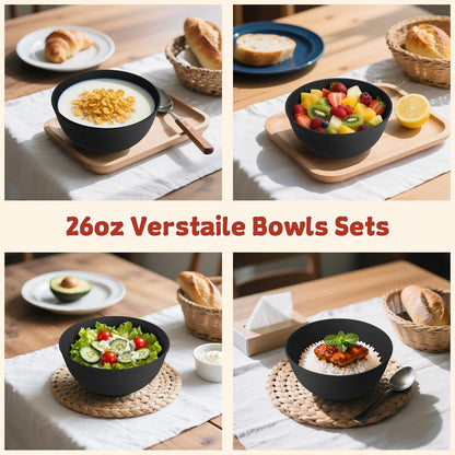 Wrova Wheat Straw Bowls for Kitchen set of 6,Anti-Scald Thick Soup Bowls 40oz,Microwave and Dishwasher Safe Bowl Sets, Unbreakable Cereal Bowl Sets. Vibrant Series