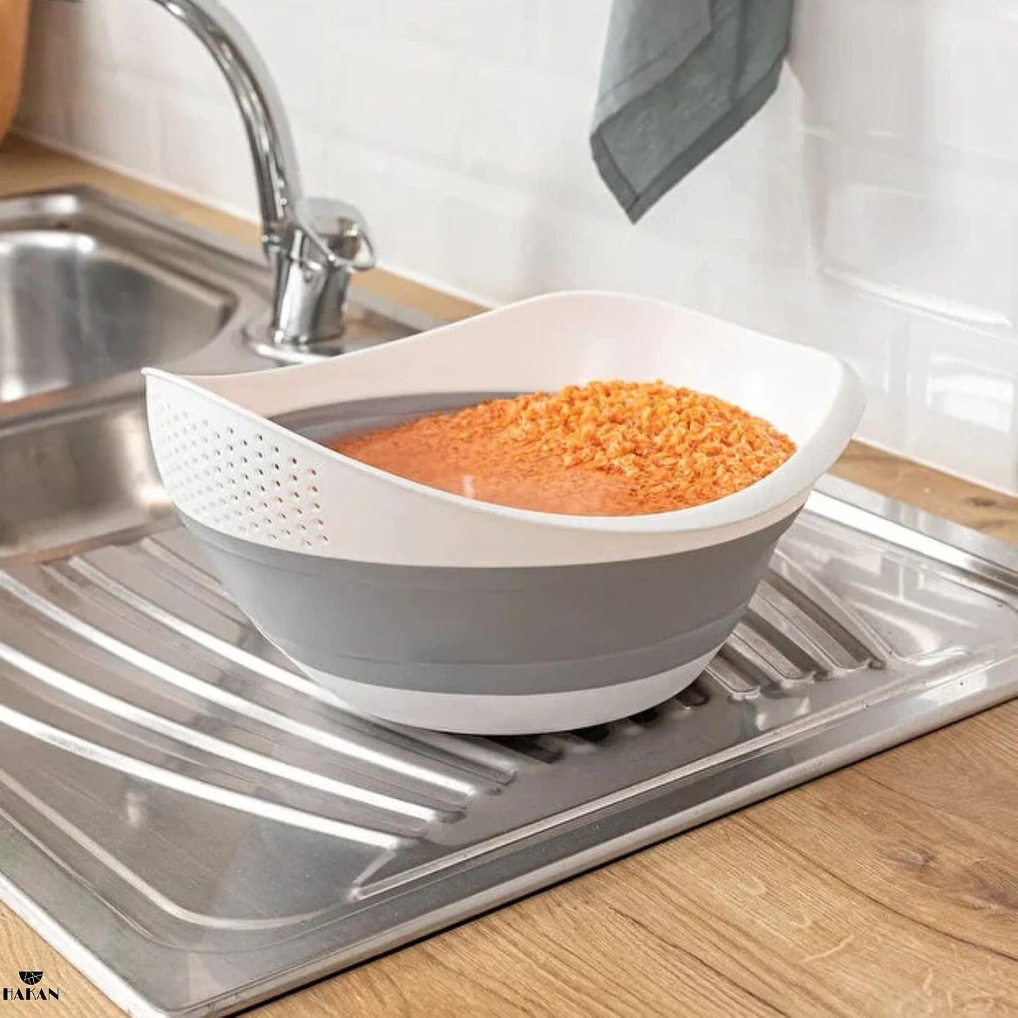 Collapsible Colanders for Kitchen | Strainer with Handle, Over Sink Collander, Rice Strainer | 4 Pcs