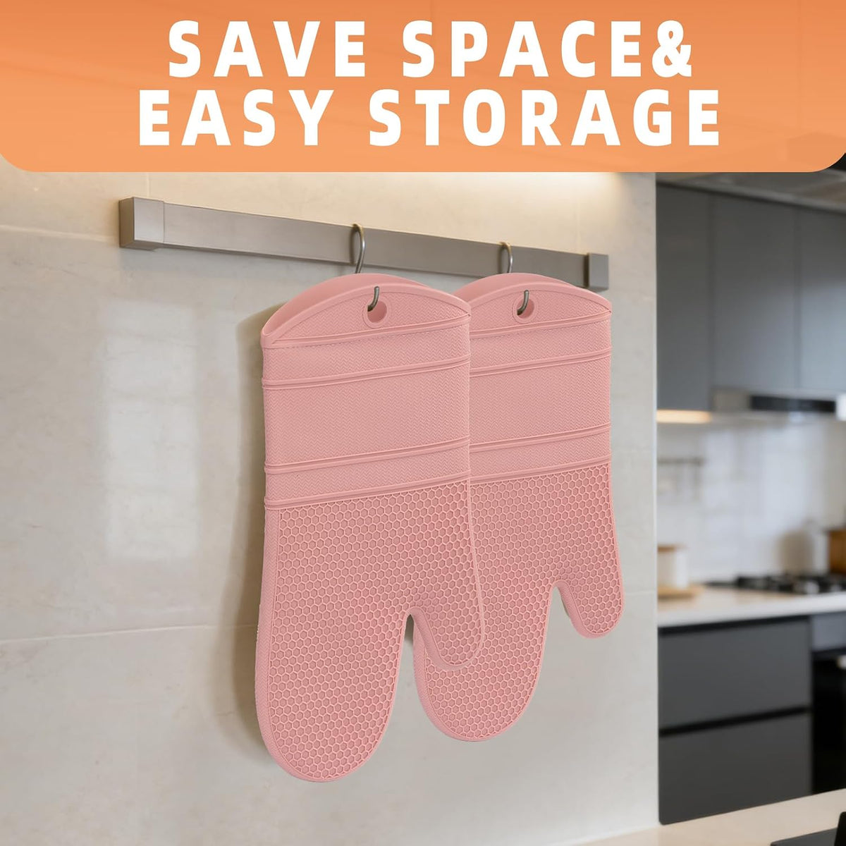 Yutat Silicone Oven Mitts - Oven Mitts and Pot Holders Sets Made of Non-Slip & BPA-Free Silicone, High Heat Resistant 500 Degrees, Perfect for Kitchen Cooking Baking BBQ, Peak Green