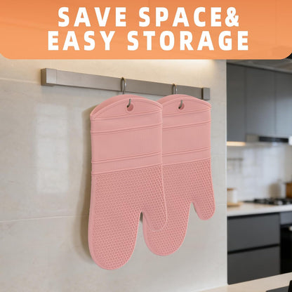 Yutat Silicone Oven Mitts - Oven Mitts and Pot Holders Sets Made of Non-Slip & BPA-Free Silicone, High Heat Resistant 500 Degrees, Perfect for Kitchen Cooking Baking BBQ, Peak Green
