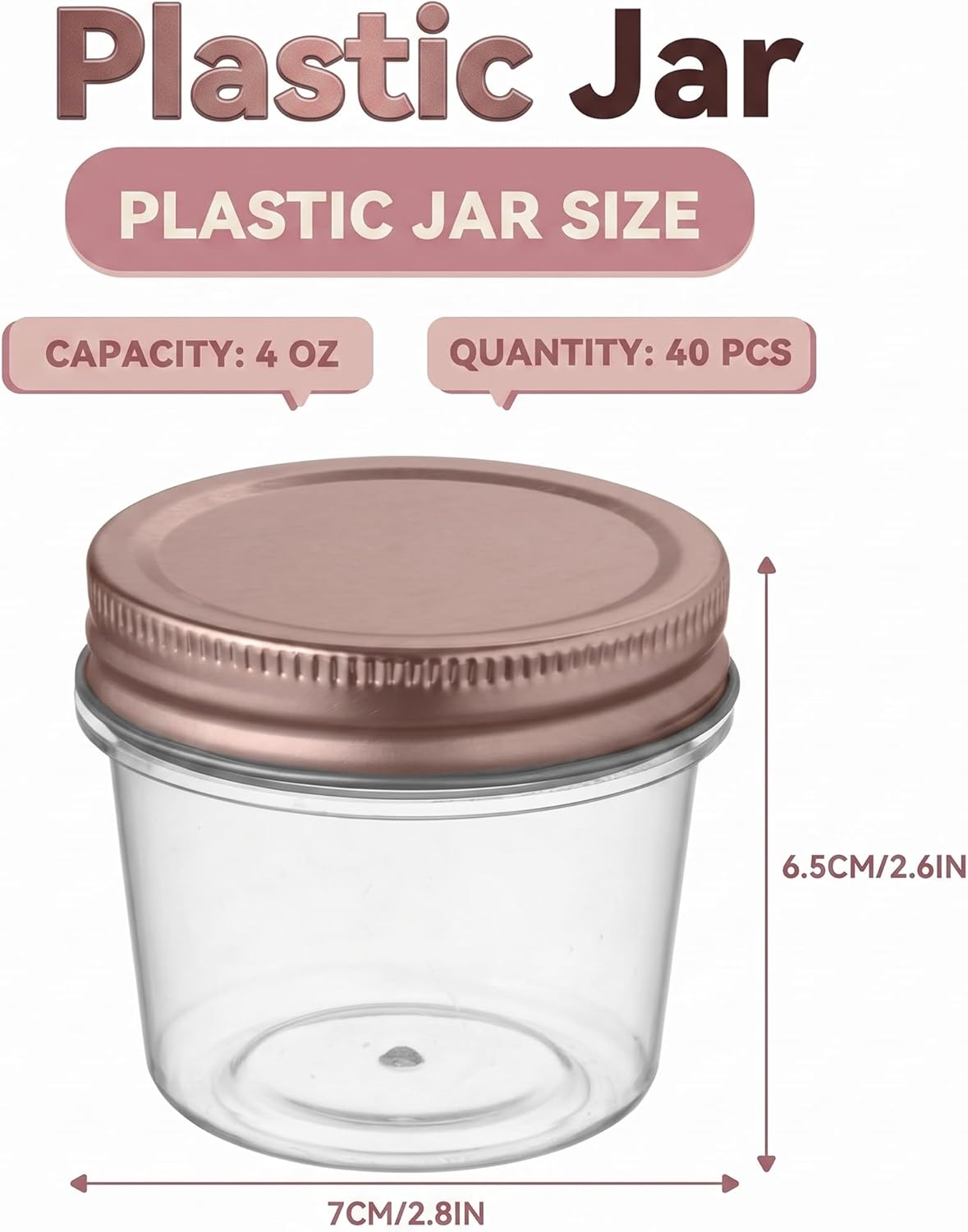 novelinks 4 oz Small Plastic Jars with Lids, 40 Pack Mini Plastic Mason Jars with Lids 4oz, Craft Storage Containers & Canning Jars & Small Spice Jars for Kitchen Organization (40 Pack,Black)