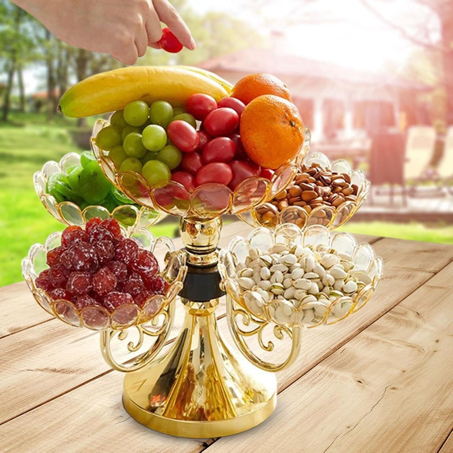 Flower Snack Dessert Plate, Divided Serving Dishes, Snack Serving Tray, Rotating Dried Fruit Plate for Cafe, Restaurant