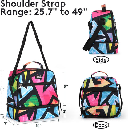 Tilami Lunch Bags Insulated Adjustable Strap Zipper, Two Compartments Cooler Bags, Bento Bags for Kids Toddlers (Blue)