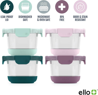 Ello Duraglass Glass Meal Prep Sets Leak-Proof Glass Food Storage Containers with Airtight BPA-Free Plastic Lids, Dishwasher, Microwave, and Freezer Safe