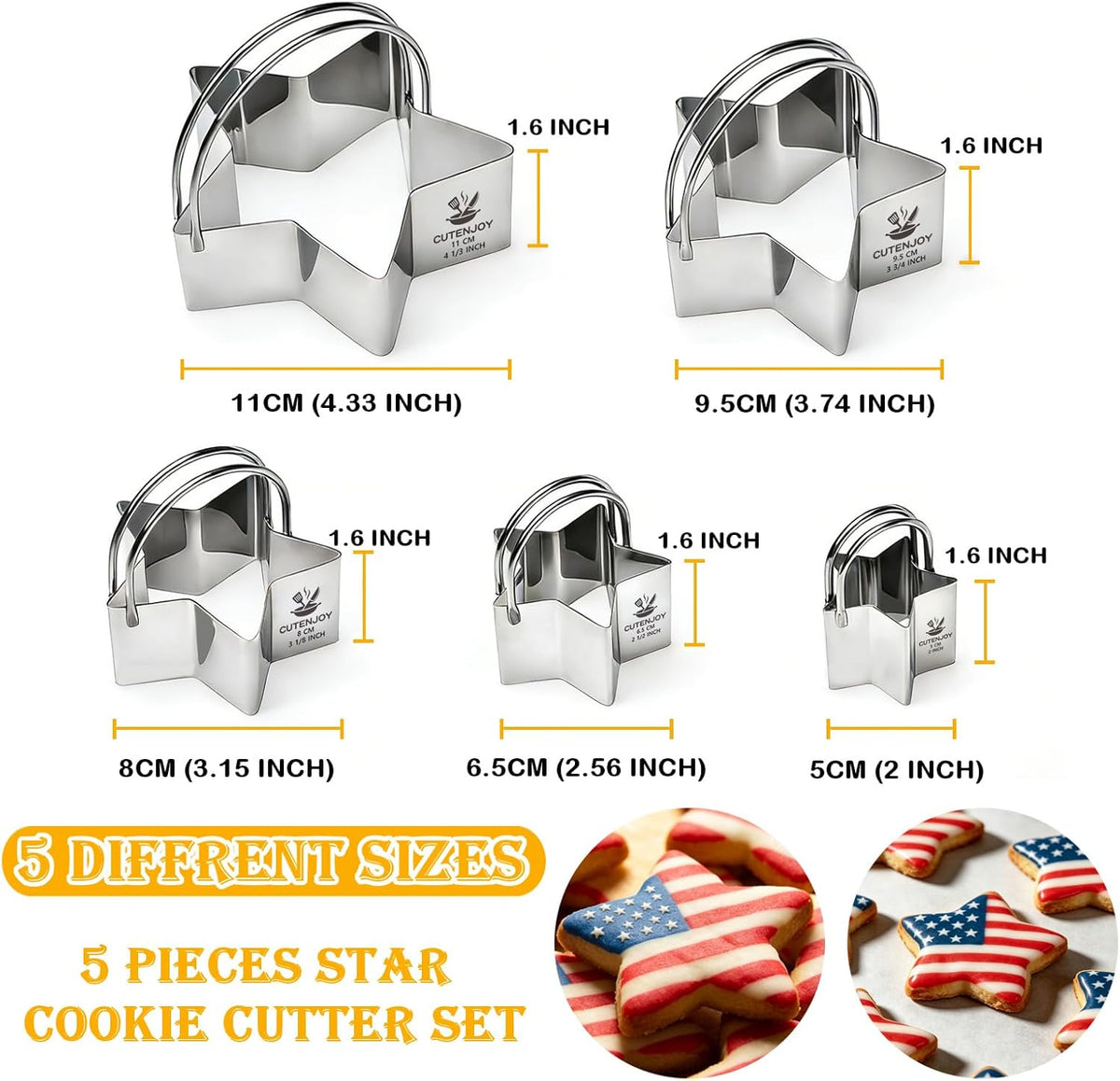Round Cookie Cutters (2, 3, 3.5, 4, 5, 6 Inch) Biscuit Cutter Set
