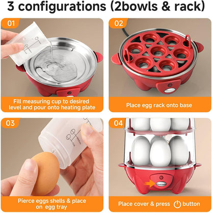 Egg Cooker,Rapid 7 Eggs Boiler with Auto Shut-off-Green