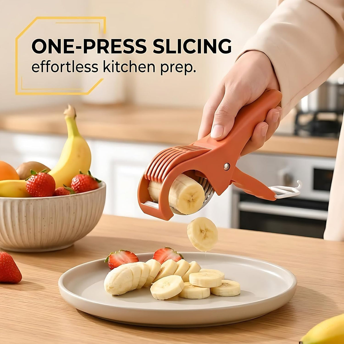 2 Pack Banana Slicer for Fruit, Cucumbers, Ham and Grapes, Green & Red