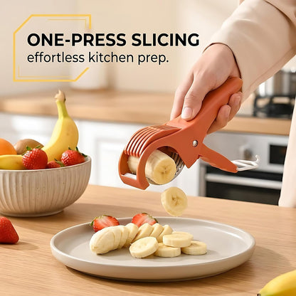 2 Pack Banana Slicer for Fruit, Cucumbers, Ham and Grapes, Green & Red