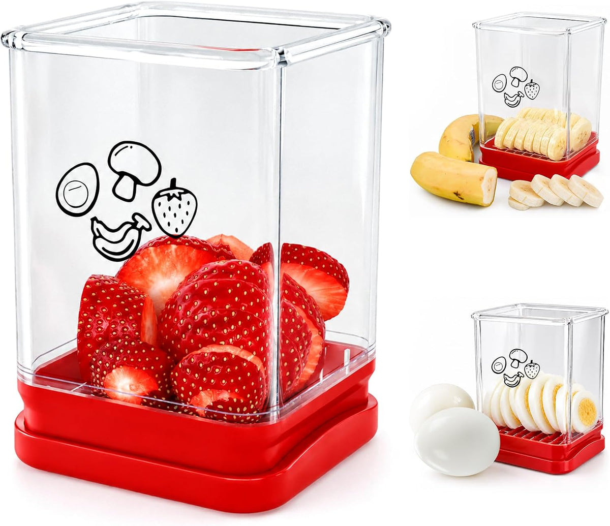 Creative Strawberry Slicer, Stainless Steel Speed Cutter with Push Plate