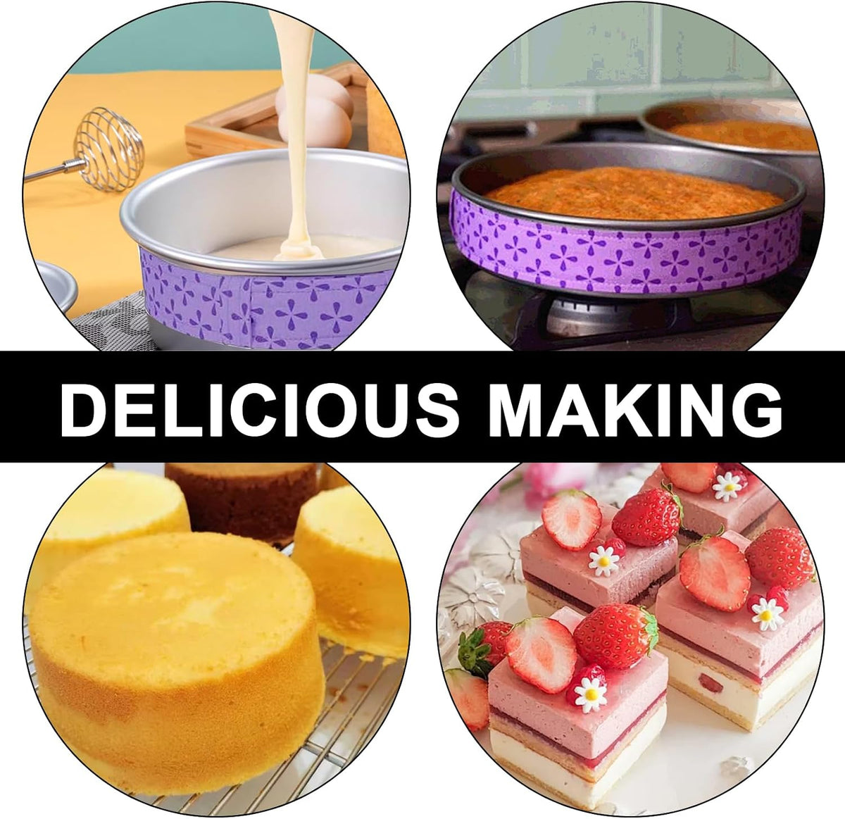 4 Pcs Baking Cake Strips Level Cakes Baking Tray Protection Strap