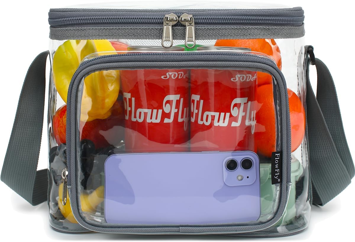 FlowFly Insulated Reusable Lunch Bag Adult Large Lunch Box for Women and Men with Adjustable Shoulder Strap,Front Zipper Pocket and Dual Large Mesh Side Pockets,Cherry - Colors B
