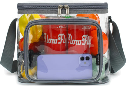 FlowFly Insulated Reusable Lunch Bag Adult Large Lunch Box for Women and Men with Adjustable Shoulder Strap,Front Zipper Pocket and Dual Large Mesh Side Pockets,Cherry - Colors B