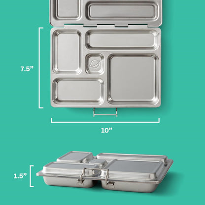 PlanetBox Rover Stainless Steel Bento Box Style Lunch Box Kit for Kids with 5 Compartments – Space Animals Edition includes Insulated Lunch Bag, Leakproof Food Containers and Matching Magnets