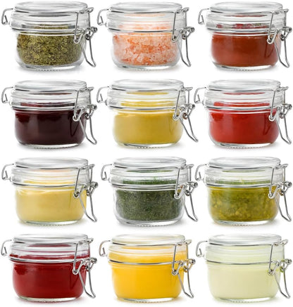 Spice Jars Set of 6, 4 oz Glass Spice Jars with Airtight Lids and Labels, Small Seasoning Jars for Spices, Herbs, Kitchen Spice Organizer