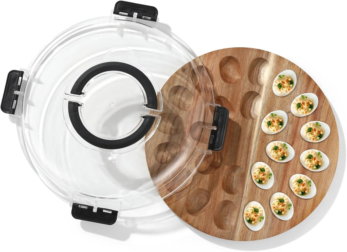 Homaisson Deviled Egg Container with Lid, 3-layer Egg Carrier Trays with 36 Slots, Clear Stackable Storage Container with Handle for Refrigerator, Pantry, Travel, 12.2x4.8x6.7