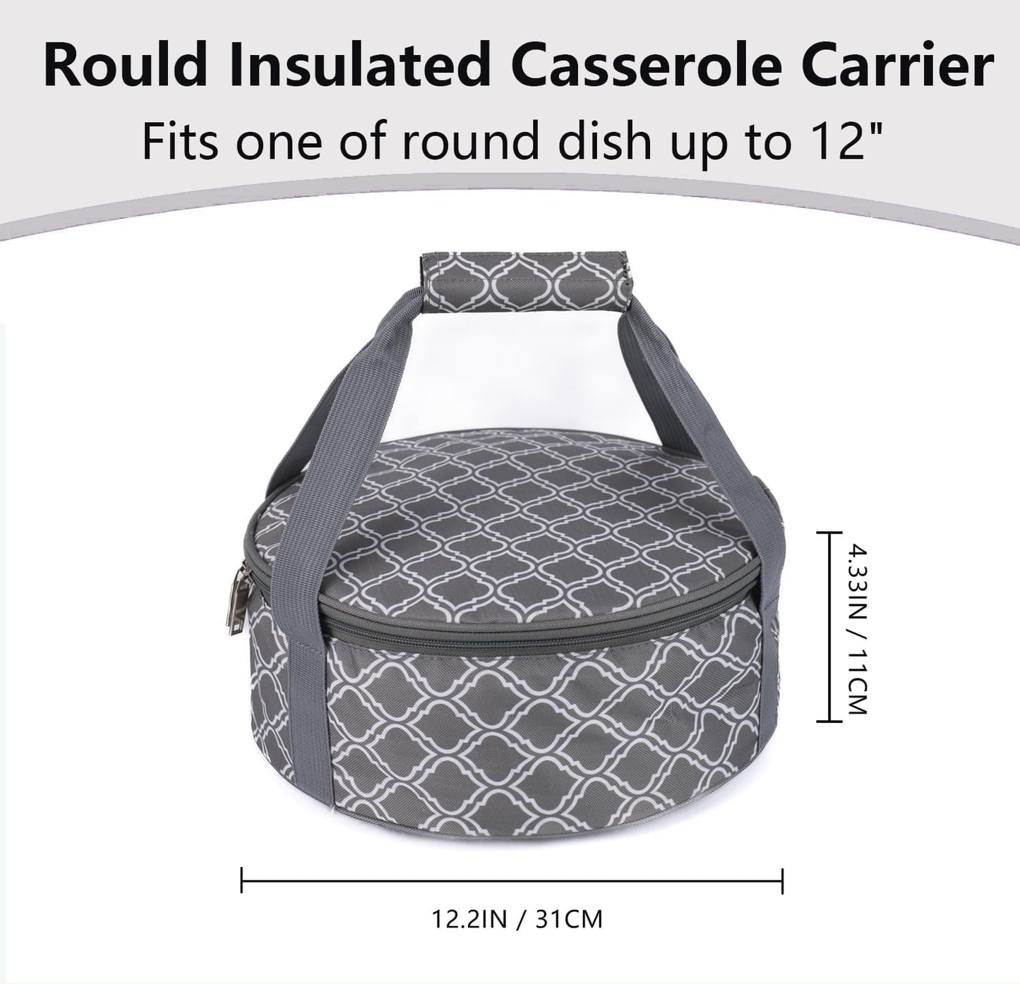 Round Insulated Pie Carrier – Thermal Portable Lunch Transport Cheesecake Cake Dish Container Bag Keep Food Hot/Cold/Fresh for Potlucks Parties Gathering/Cookouts/Church Dinner/Outdoor Events-Red