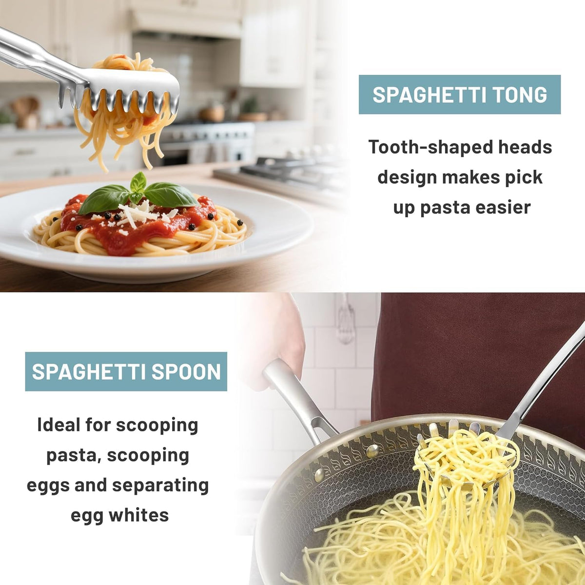 Pleafind 𝟑𝟑% 𝐎𝐅𝐅 Cooking Utensils Set - 4 Pcs Stainless Steel Kitchen Utensils Set with Solid Turner, Slotted Turner, Serving Ladle, Slotted Spoon, Wok Utensils Set with Heat Resistant Handle