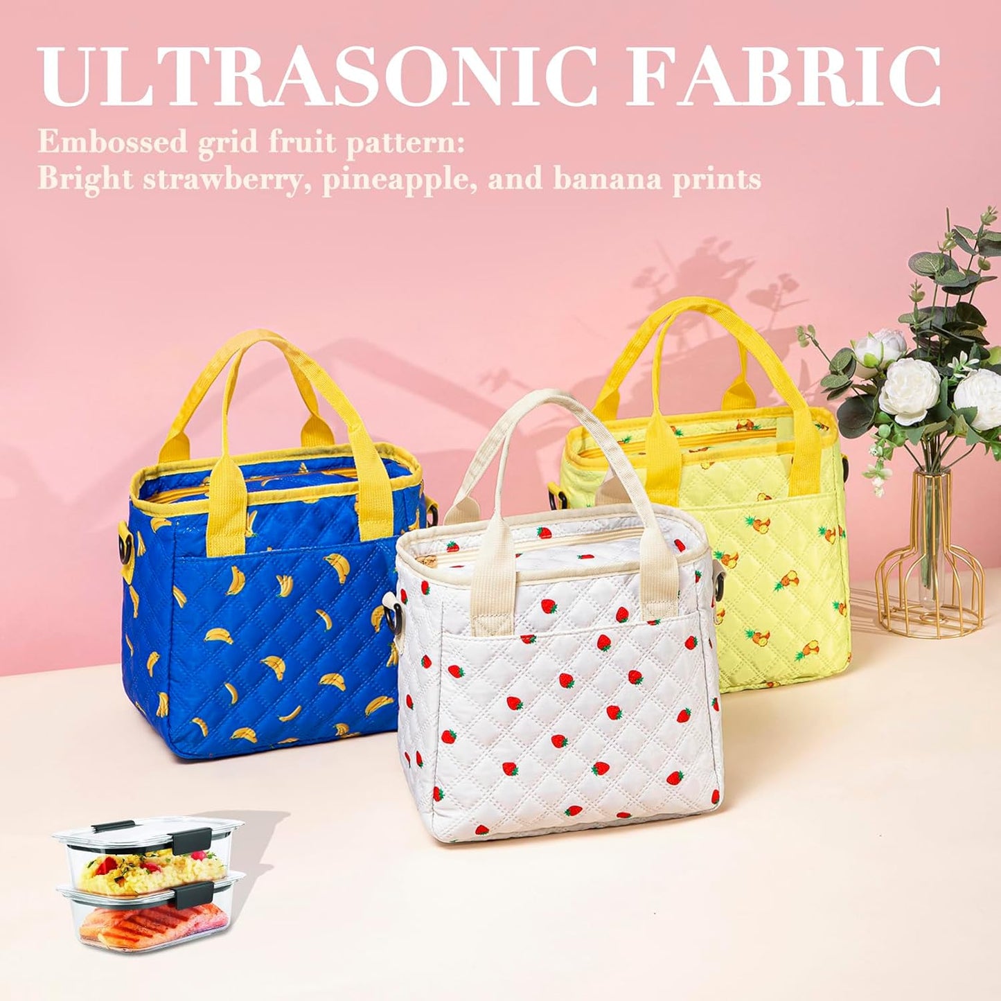 TuErCao Small Lunch Bag Lightweight Insulated Lunch Box for Women Work Portable Soft Cooler for Picnic Travel Road Trips, Loncheras para Mujer, Black