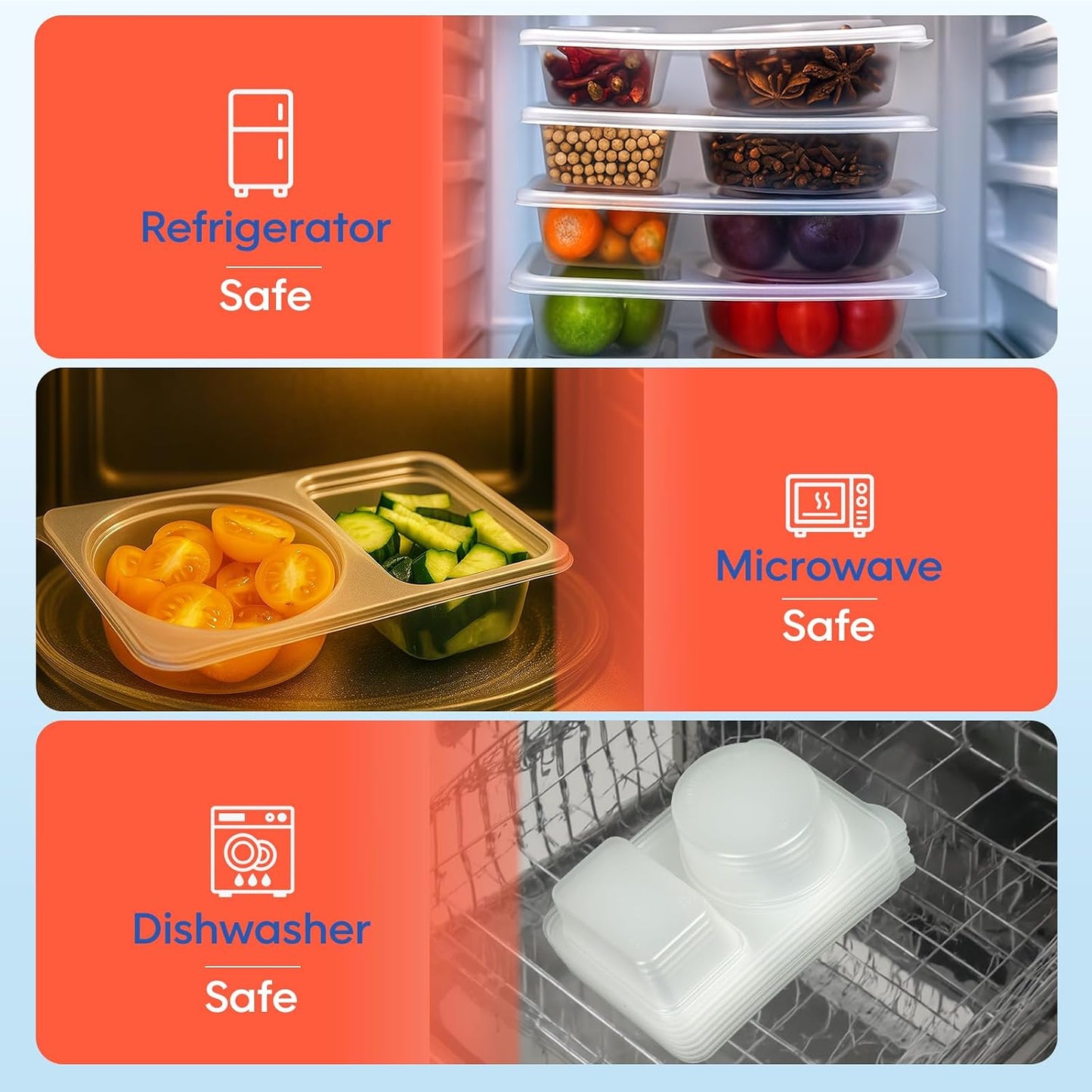 20 Sets Reusable Snack Containers with Lids, 2 Compartment Snack Pack Containers for Food Storage & Meal Prep, Travel Snacks, Leakproof, Split-Proof