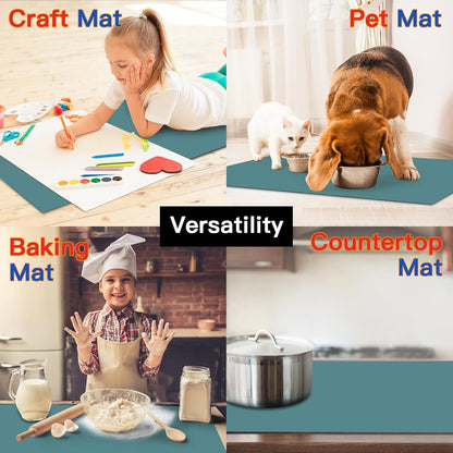 Silicone Mats for Kitchen Counter, 47.3"x23.6"x0.08" Largest Heat Resistant Mat Kitchen Island Waterproof 2MM Thick Countertop Protector Mat Nons-slip Extra Large Counter Mat (Black)