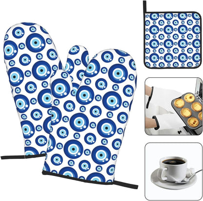 Boho Floral Oven Mitts and Pot Holders Sets of 3, Cute Baker Stuff