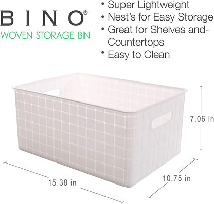 BINO | Plastic Storage Baskets Large - Black | THE STABLE COLLECTION | Multi-Use Storage | Rectangular Cabinet Organizer | Baskets For Organizing with Handles | Home Office Organization and Storage
