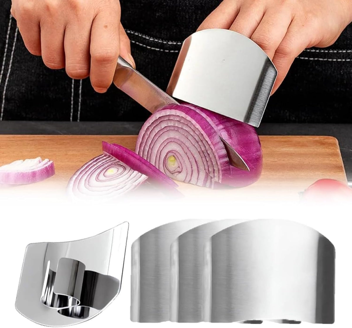 2-Pack Stainless Steel Hand Guard, Kitchen Professional Mandolin Slicing and Protector, Anti-Cutting Shield for Chopping, Shredding, Food Peeler Safety Tool for Adults (2pcs)