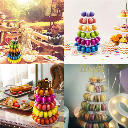 3 Tiers Round Cupcake Stand, Acrylic Cake Tower Stand Holder Macaron Display Rack Cookie Candy Buffet Desserts Platter with Base for Baby Shower, Birthday Party, Wedding, Party (3-Tiers with Base)