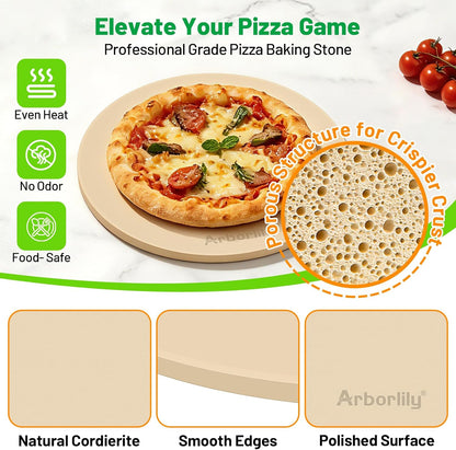 Cordierite Pizza Stone for Oven & Grill, 15 x 12 Inch Rectangular