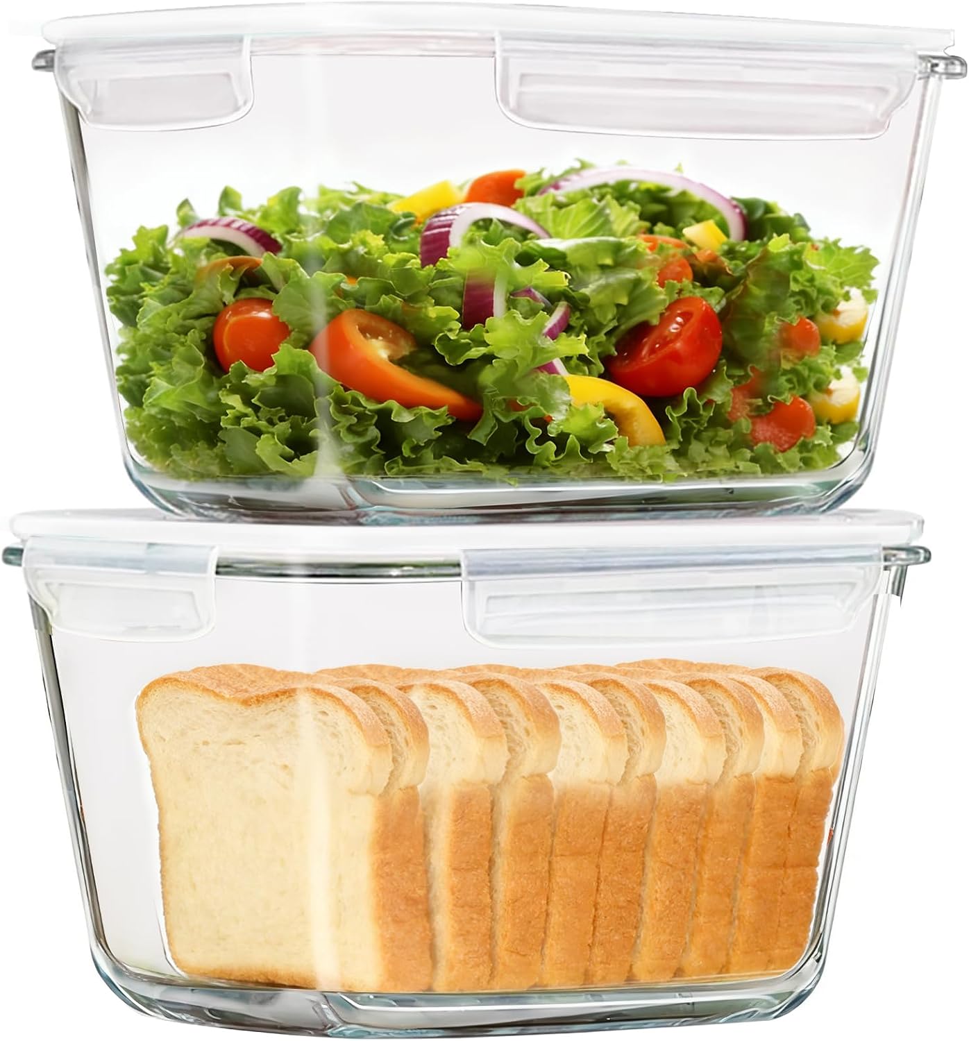 88Oz 2-Piece Large Glass Food Storage Containers - Family Size Set with Locking Lids, BPA-Free & Leak-Proof - Microwave & Oven Safe for Baking, Meal Prep & Leftovers