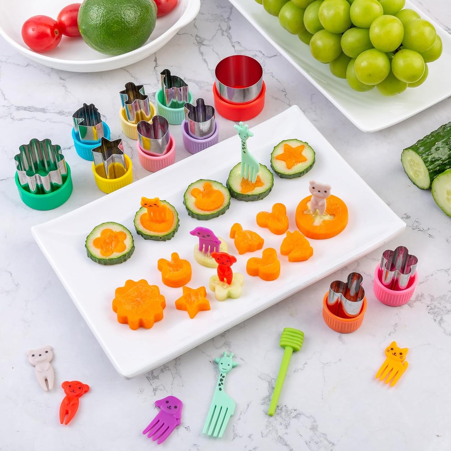 Fruit Cutters Shapes for Kids 22 Pcs, Mini Cookie Cutters Set, Vegetable Cutter with Food Picks