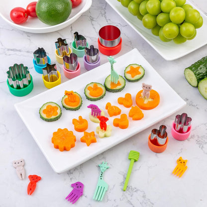 Fruit Cutters Shapes for Kids 22 Pcs, Mini Cookie Cutters Set, Vegetable Cutter with Food Picks